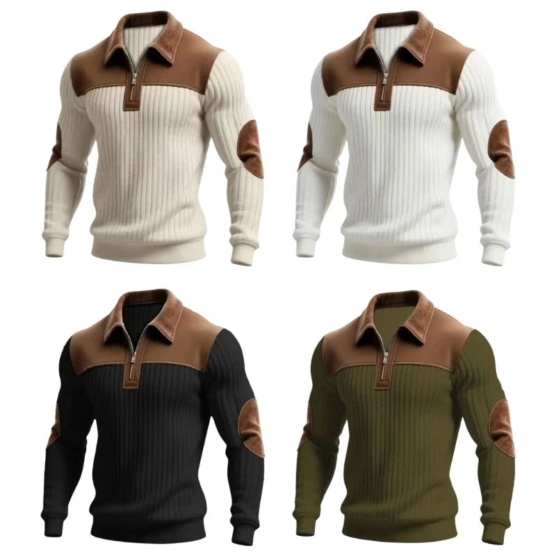 Men s Quarter Zip Collared Shirt for Travel and Daily Casual Wear