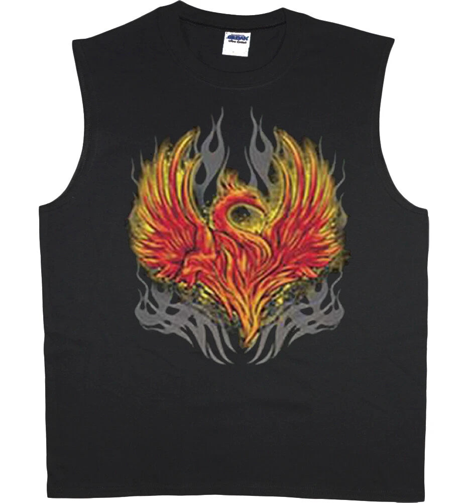 Mens Sleeveless T-shirt Muscle Tee Phoenix Rising Graphic Tees Clothing Apparel