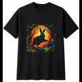 Botanical Rabbit Glowing Cute Mens T-Shirt Black 100% Cotton Graphic Tee