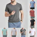 Men's Short Sleeve T-Shirt Solid Color O Neck Slim Fit Casual Top Dark Grey