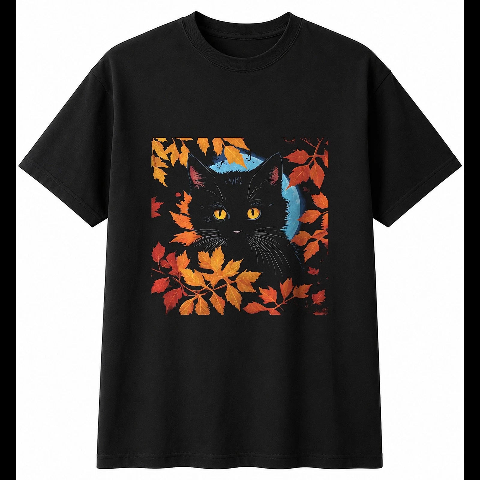 Kitten Botanical Cat Cute Mens T-Shirt Black 100% Cotton Adorable Graphic Tee