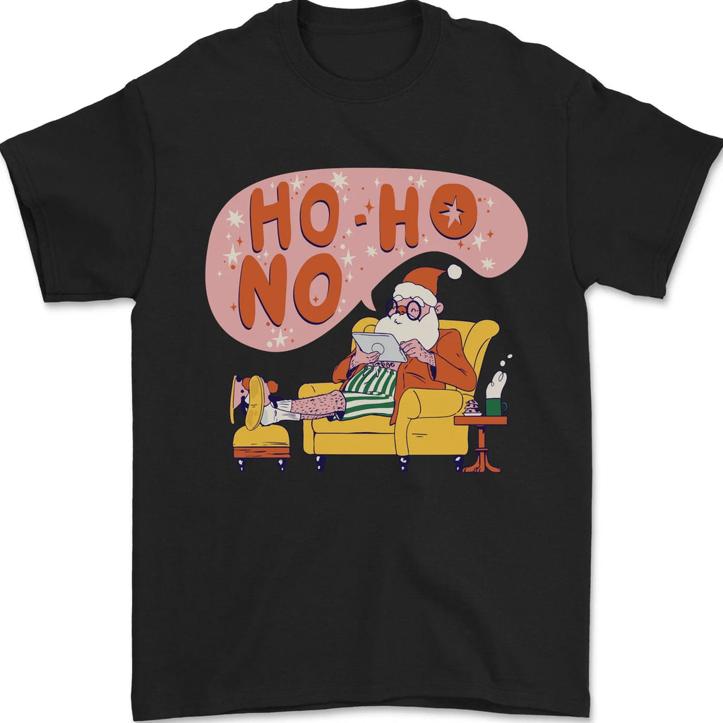HO HO No Funny Lazy Christmas Bah Humbug Xmas Mens T-Shirt 100% Cotton