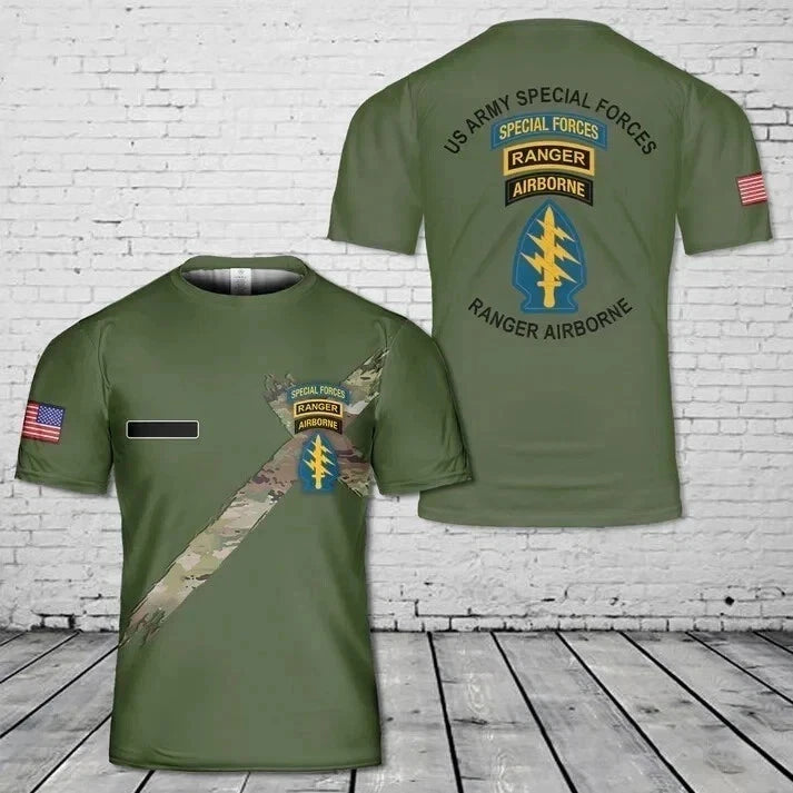 Custom Name US Army Special Forces Airborne Ranger T-Shirt 3D