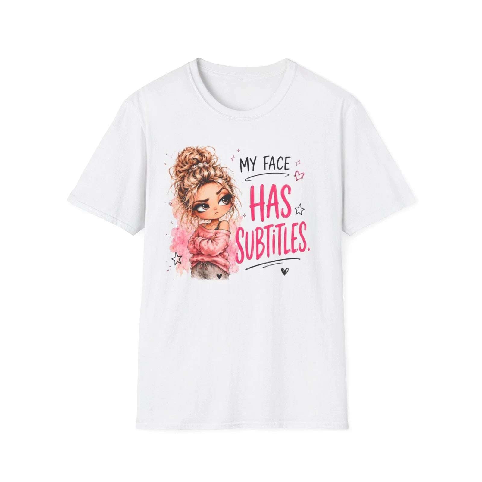 My Face Has Subtitles T-Shirt | Cute Girl Graphic Tee