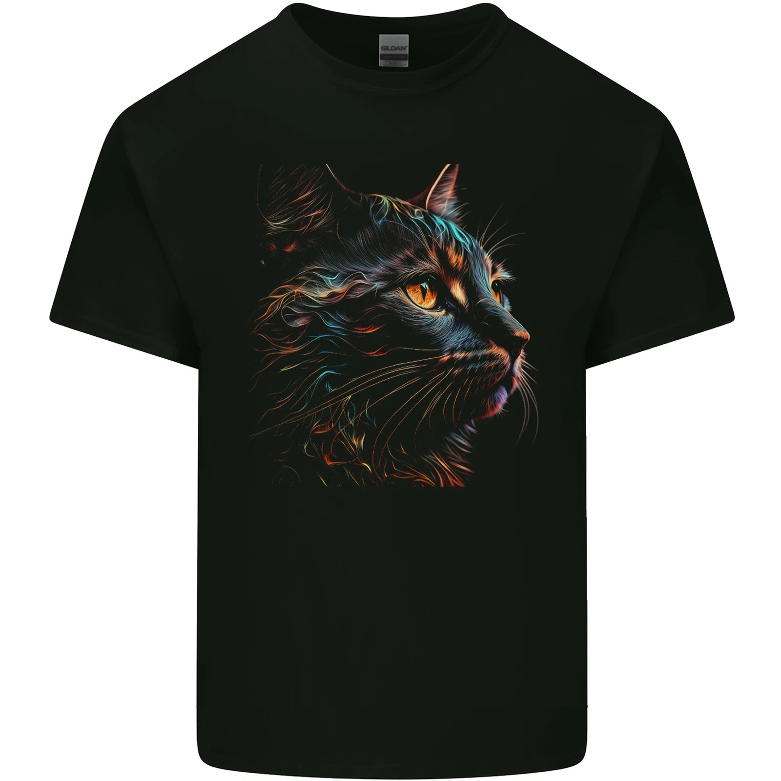 A Fantasy Cat With Cool Colours 2 Mens Cotton T-Shirt Tee Top