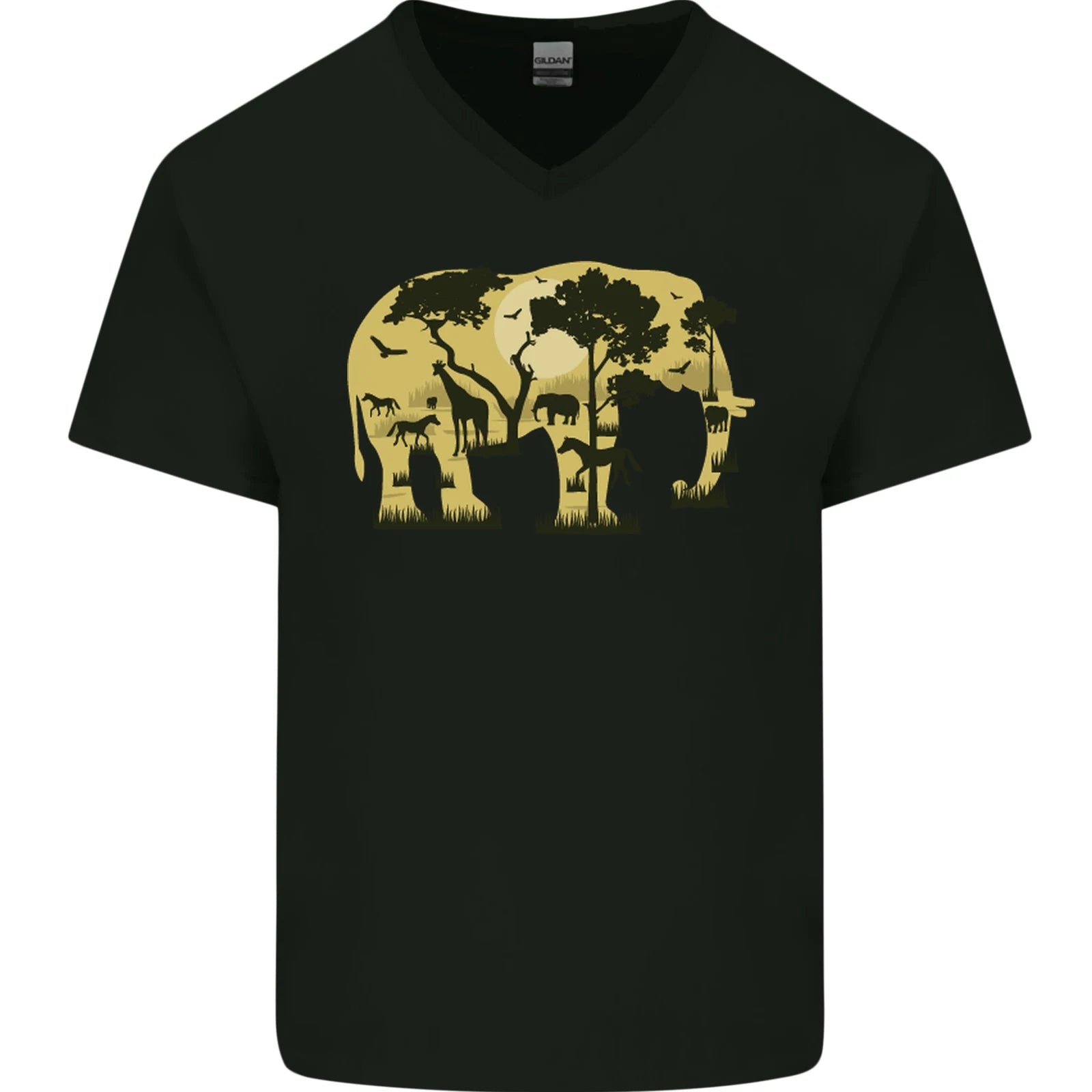 Elephant Ecology Animal Mens V-Neck Cotton T-Shirt