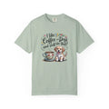 Coffee and Dogs Unisex Garment-Dyed T-shirt, Dog Lover Tee, Coffee Shirt, Cute