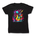 Neon style Skull Guitar T-Shirt Dripping Street Art Heavy Metal Rock Tattoo Tee