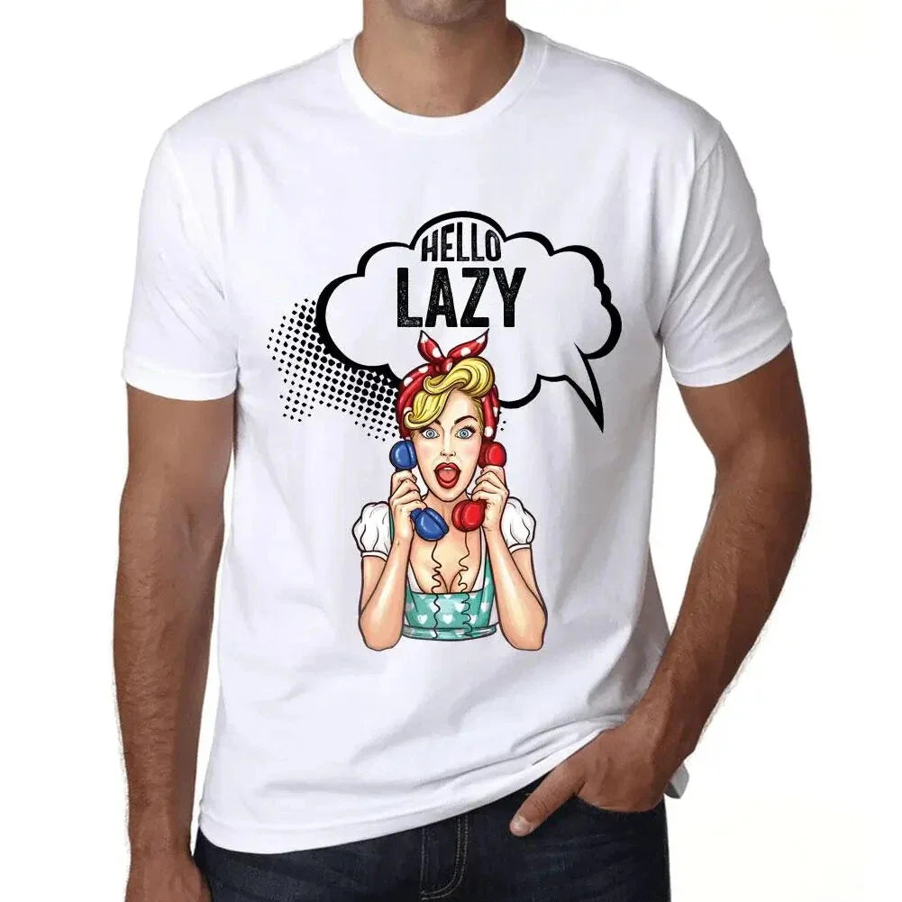 Men's Graphic V-Neck Hello Lazy T-Shirt - Hello Lazy