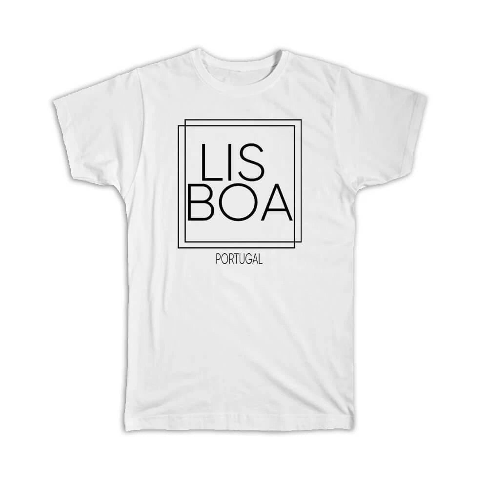 Gift T-Shirt : LISBOA Portugal Square Modern Minimalist Font