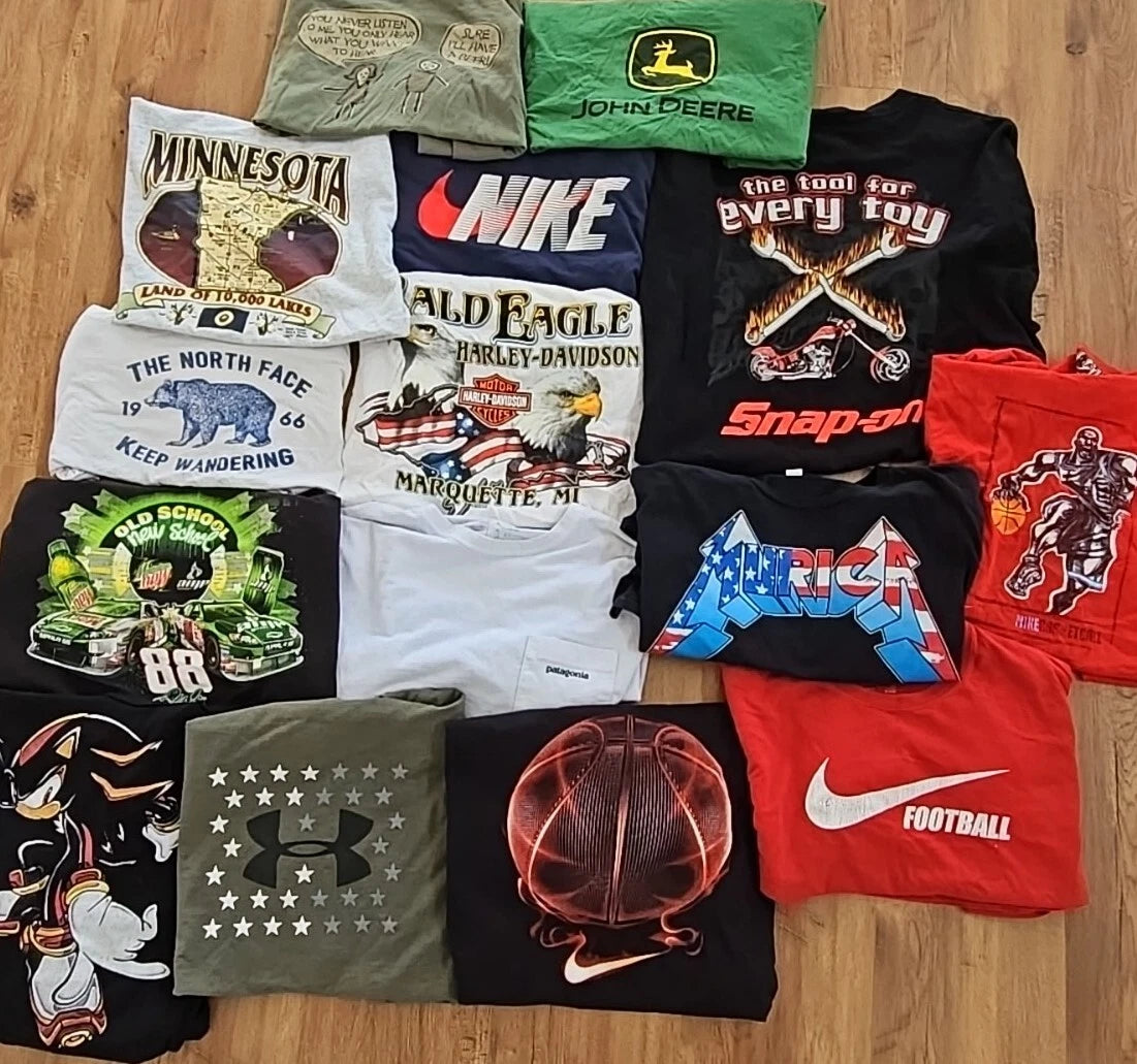 Random Graphic Shirt Lot Of 5 Mens Medium Throwback Vintage Retro Gym Hipster