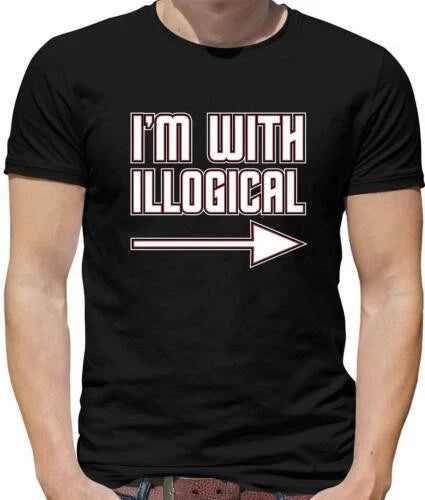 I'm With Illogical Mens T-Shirt - Spok - Spoof - Meme - Banter - Funny - Gift