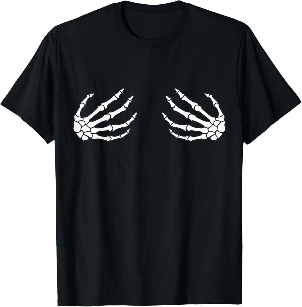 Halloween Women_s Boob Skeleton Hand T-Shirt