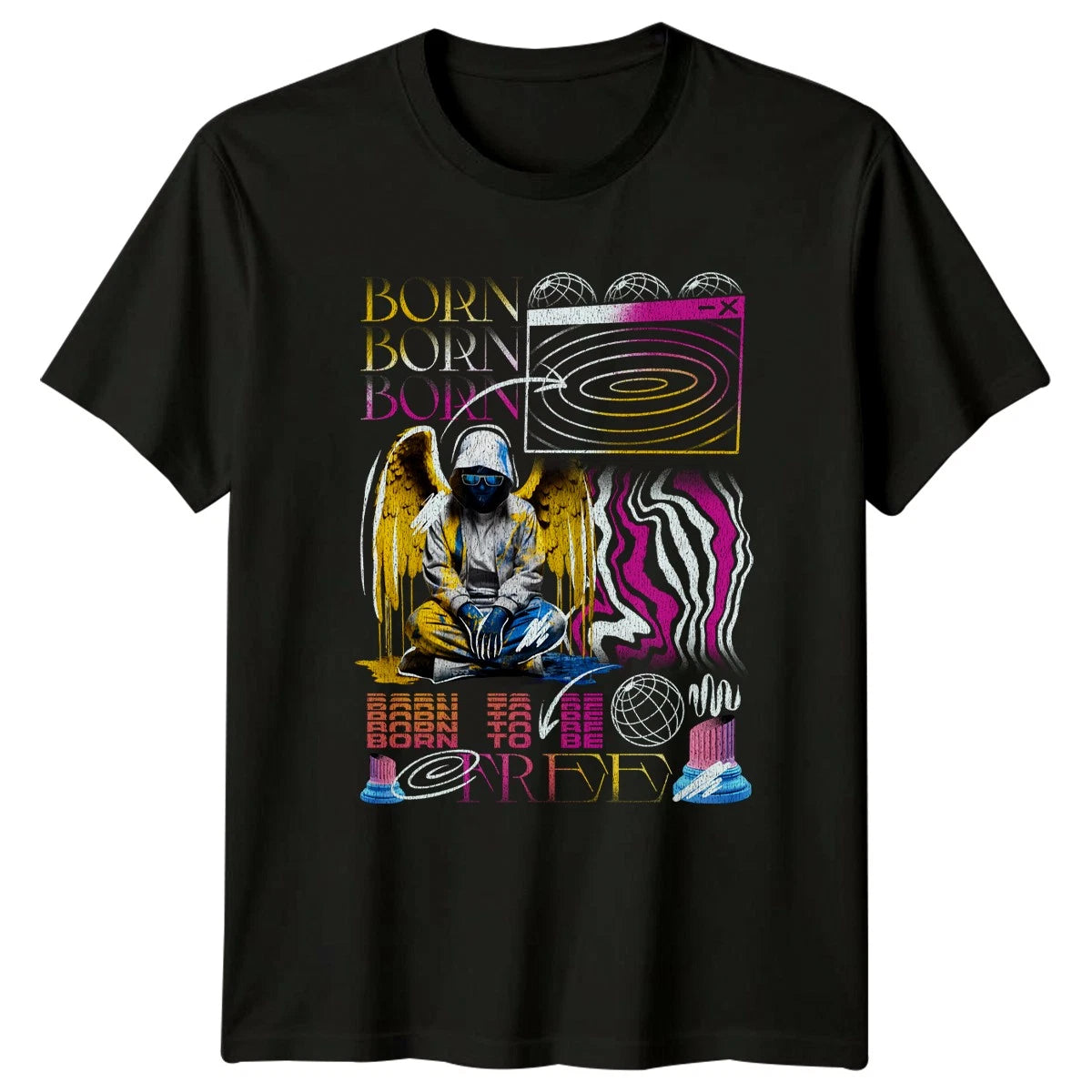 Born To Be Free T-Shirt Urban Brutalist Streetwear Birthday Gift For Him And Her