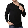 High Density Bamboo Viscose Men's Soft T Shirt Long Sleeve Underwear Tops Black
