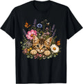 Cat Flower Floral Cute Cat Flower T-Shirt