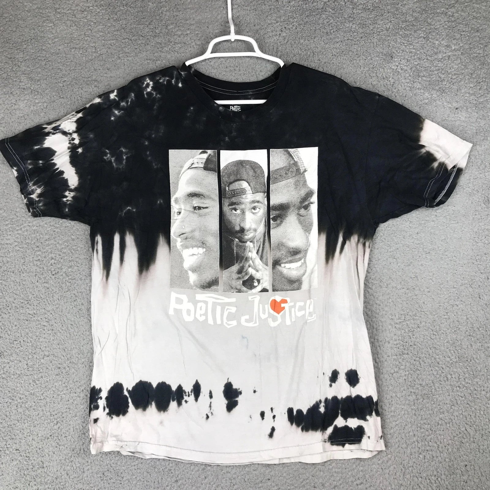 Poetic Justice Shirt Mens XL Black White Tie Dye Movie Graphic Cotton Tee