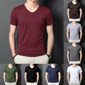 Men V Neck T-Shirt Casual Wear Layering 80%Polyester 20%Spandex V Neck