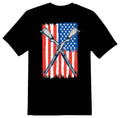 Flag and guns american flag  black or white tee