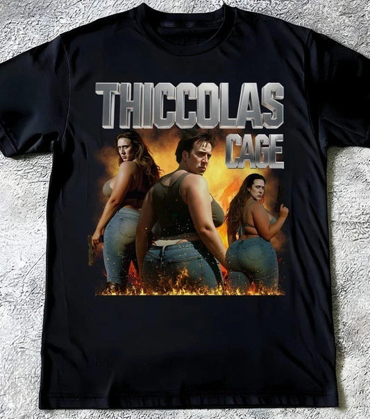 Thiccolas Cage Funny Meme Shirt, Unhinged Inappropriate Movie Lover Tshirt