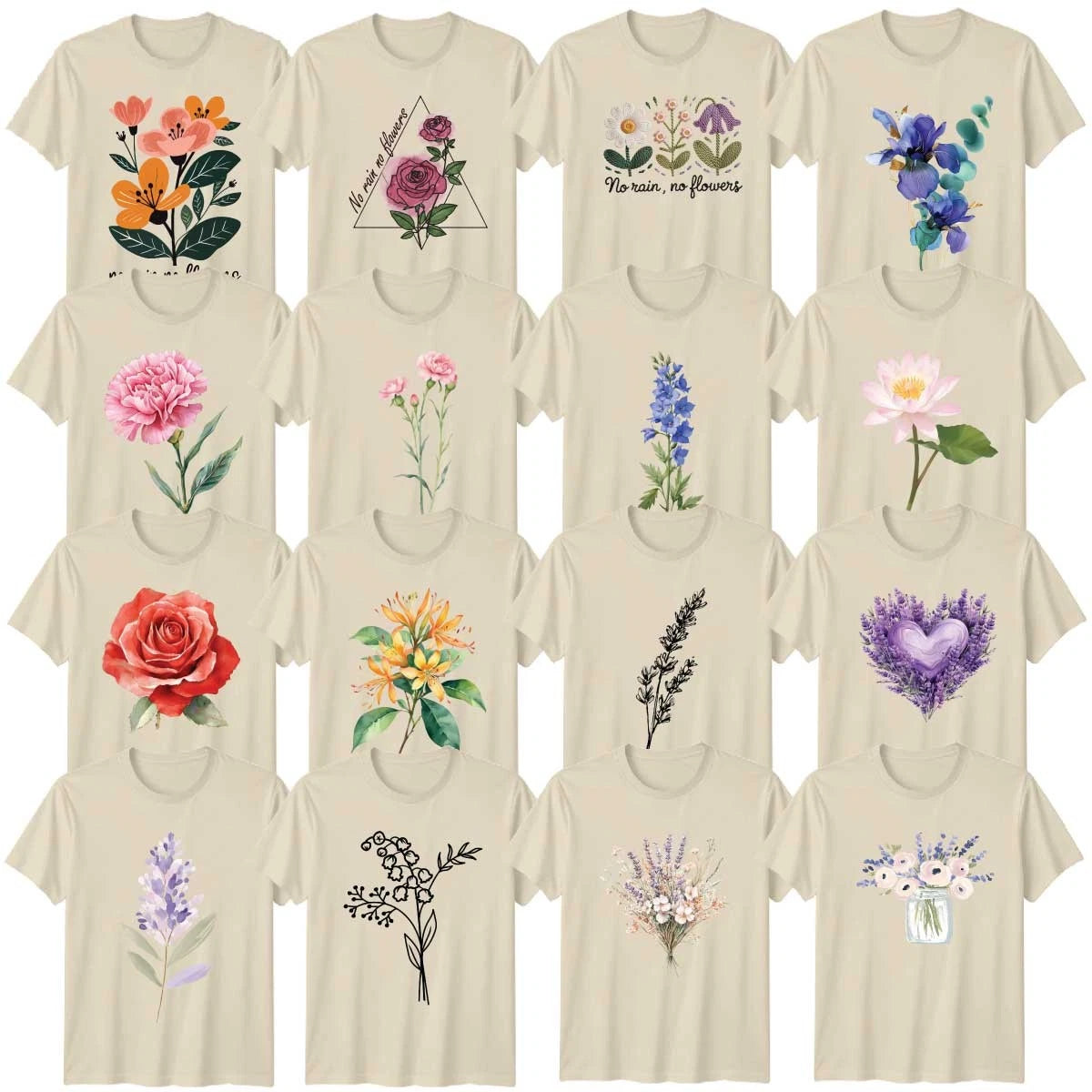Botanical Abstract Art Adult T-Shirt Cottagecore Lavender Line Birthday Gift