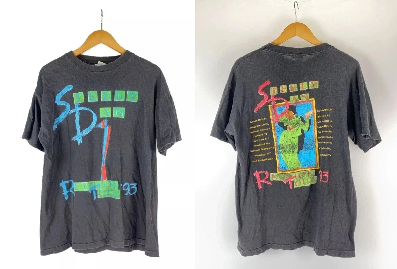 VINTAGE STEELY DAN 1993 REUNION TOUR GRAPHIC PRINT UNISEX T SHIRT