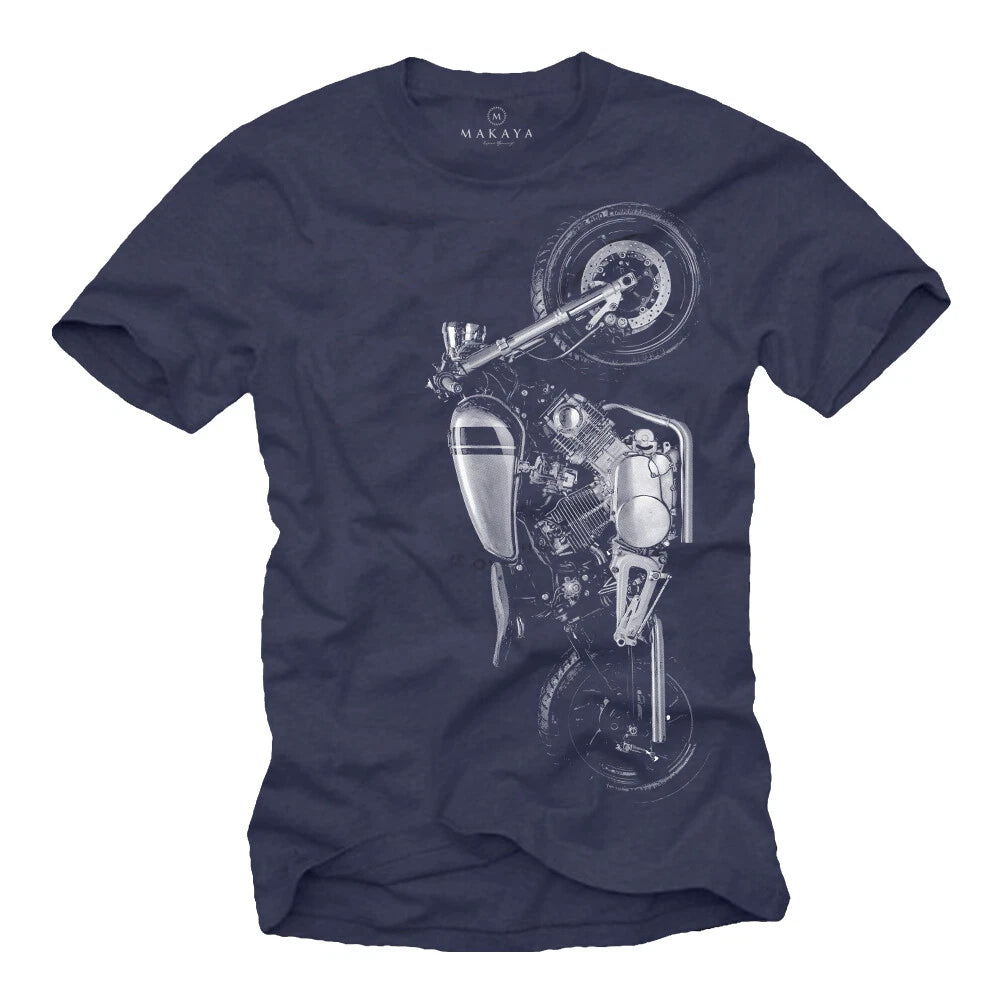 Custom Conversion Motorcycle Mens T-Shirt with Virago XV 750 Cafe Racer - Biker Men