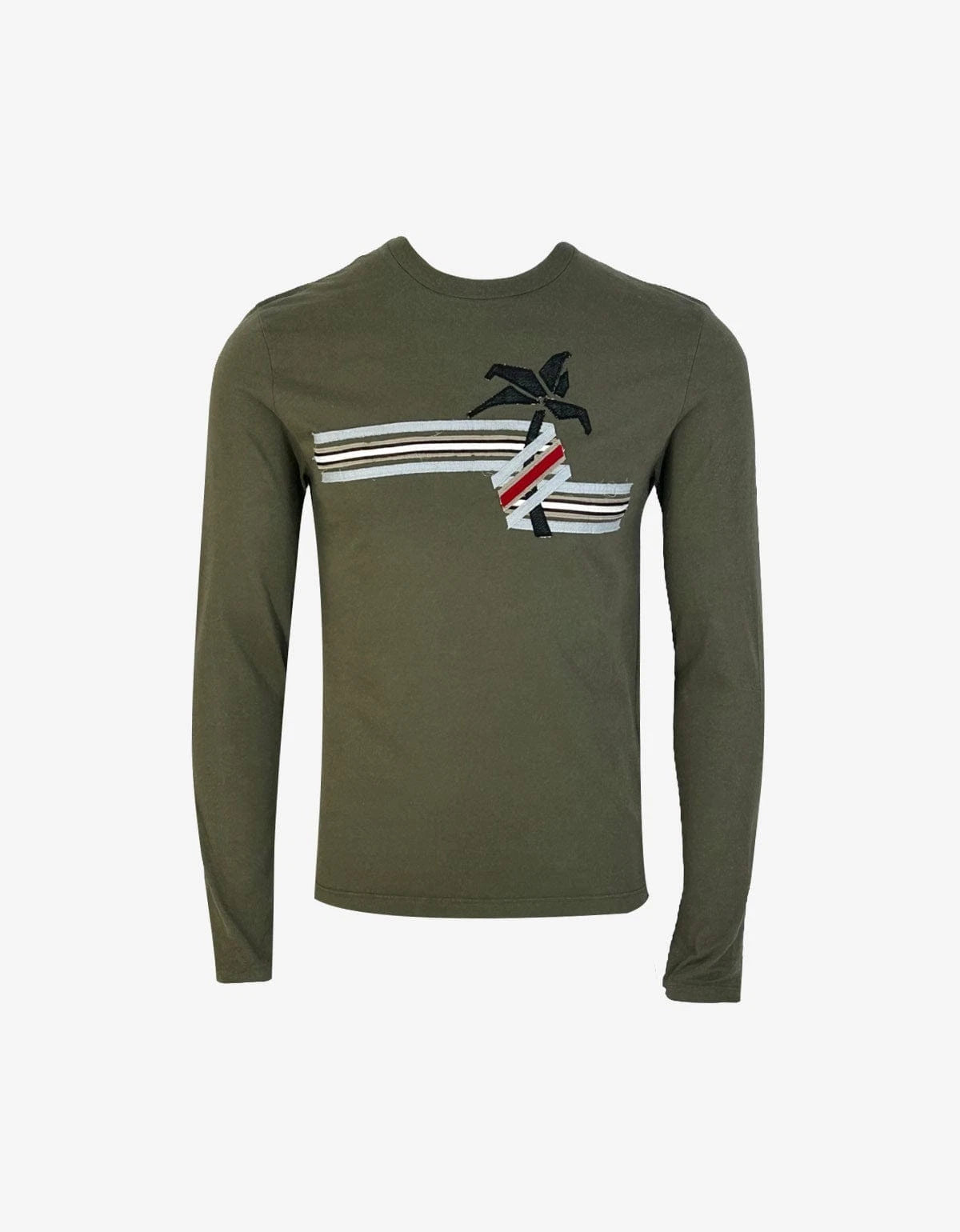 New Prada Linea Rossa Green Long Sleeve T-Shirt