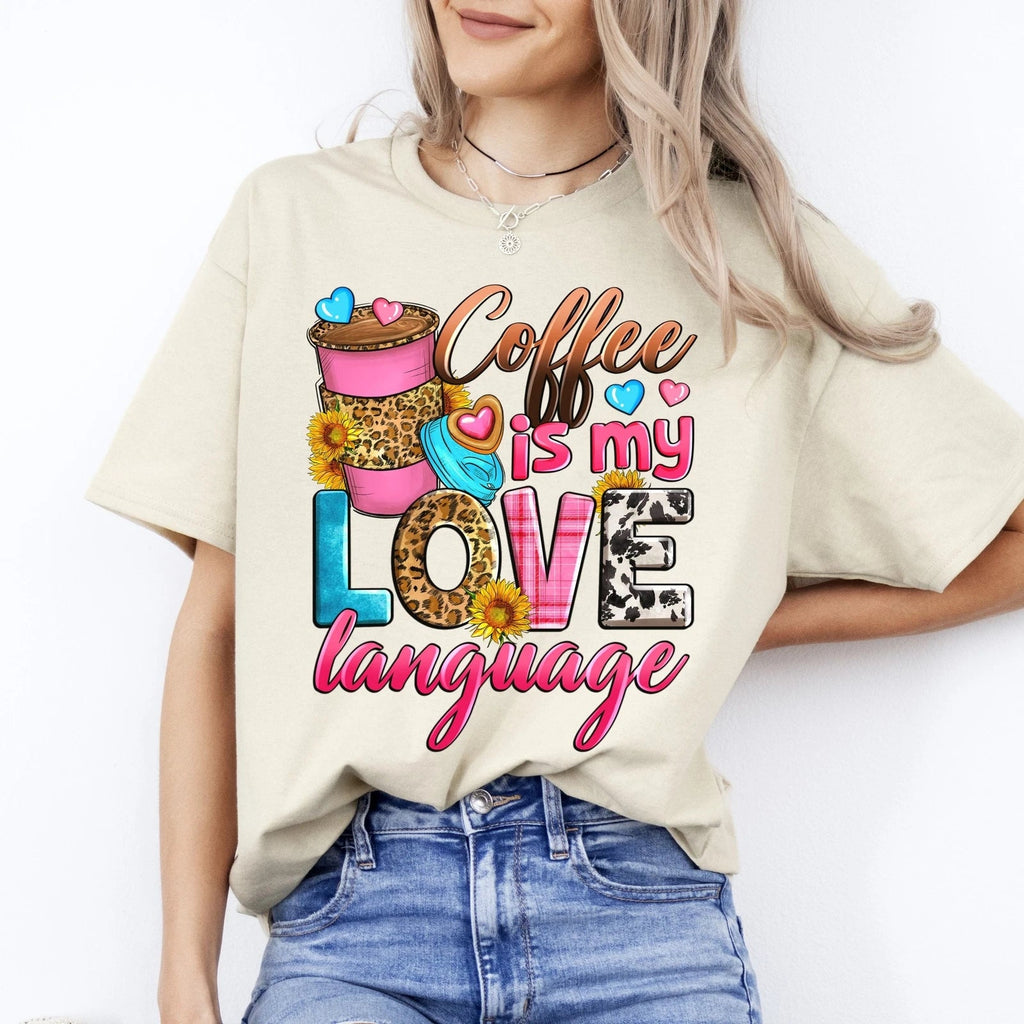 Coffee is my love language T-Shirt Barista coffee lover Unisex tee White Sand Sp