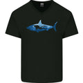 Great White Shark Scuba Diver Diving Mens V-Neck Cotton T-Shirt