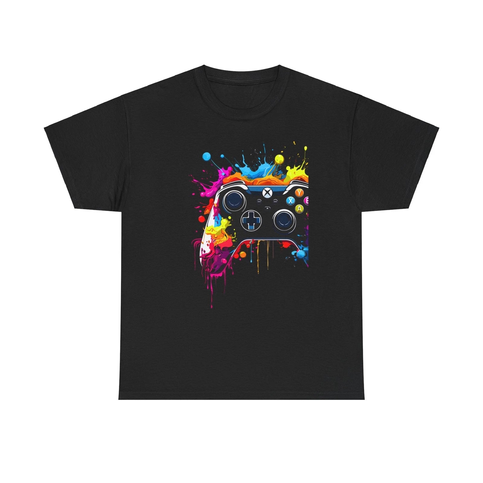 GAME CONTROLLER COLORFUL SPLASH COOL GRAPHIC T SHIRT Unisex Heavy Cotton Tee