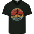 Baseball Summer Mens V-Neck Cotton T-Shirt