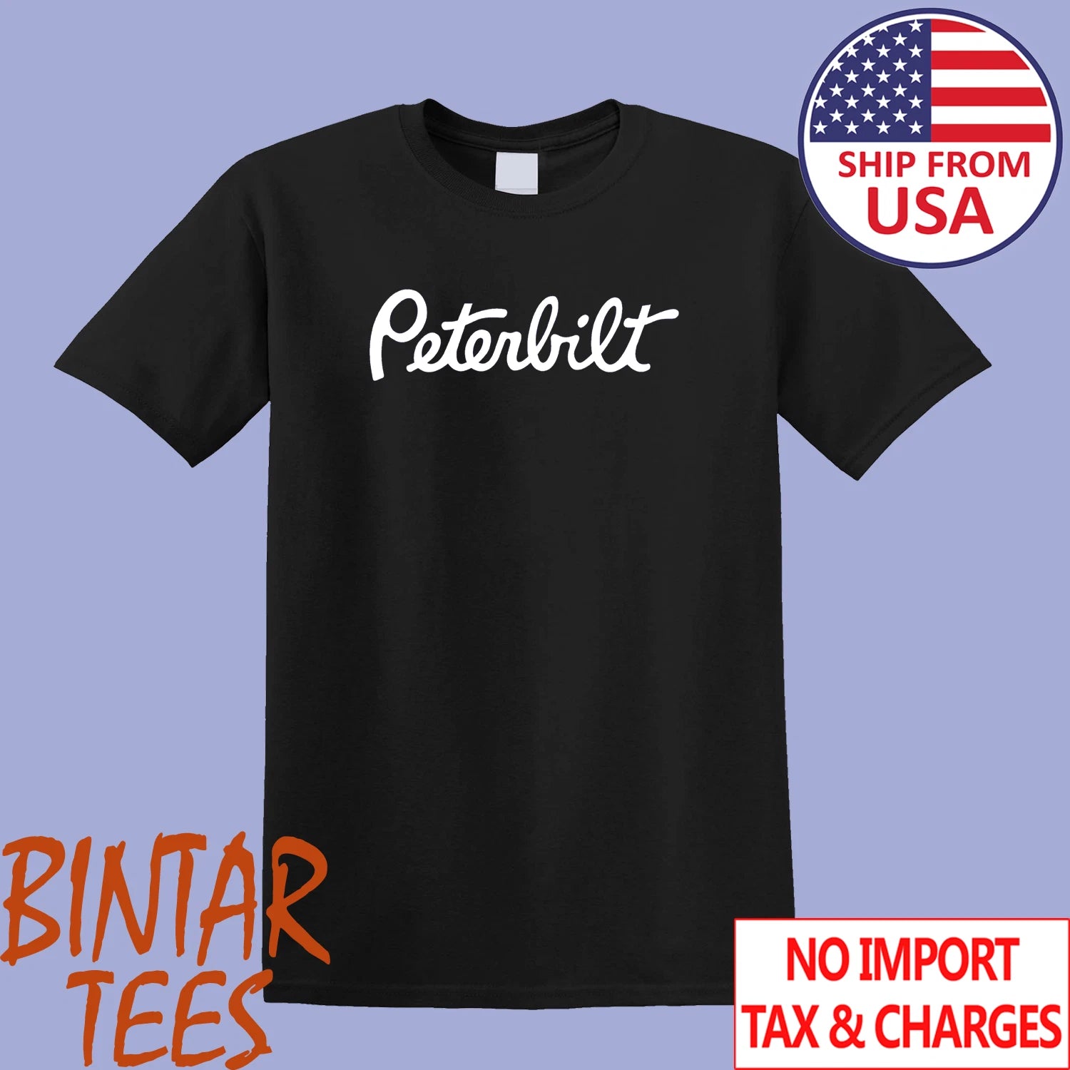 Peterbilt Simple Men's Black Size S to 5XL