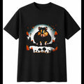Double Exposure Syrian Hamster with Mushrooms Cute Mens T-Shirt Black Kawaii