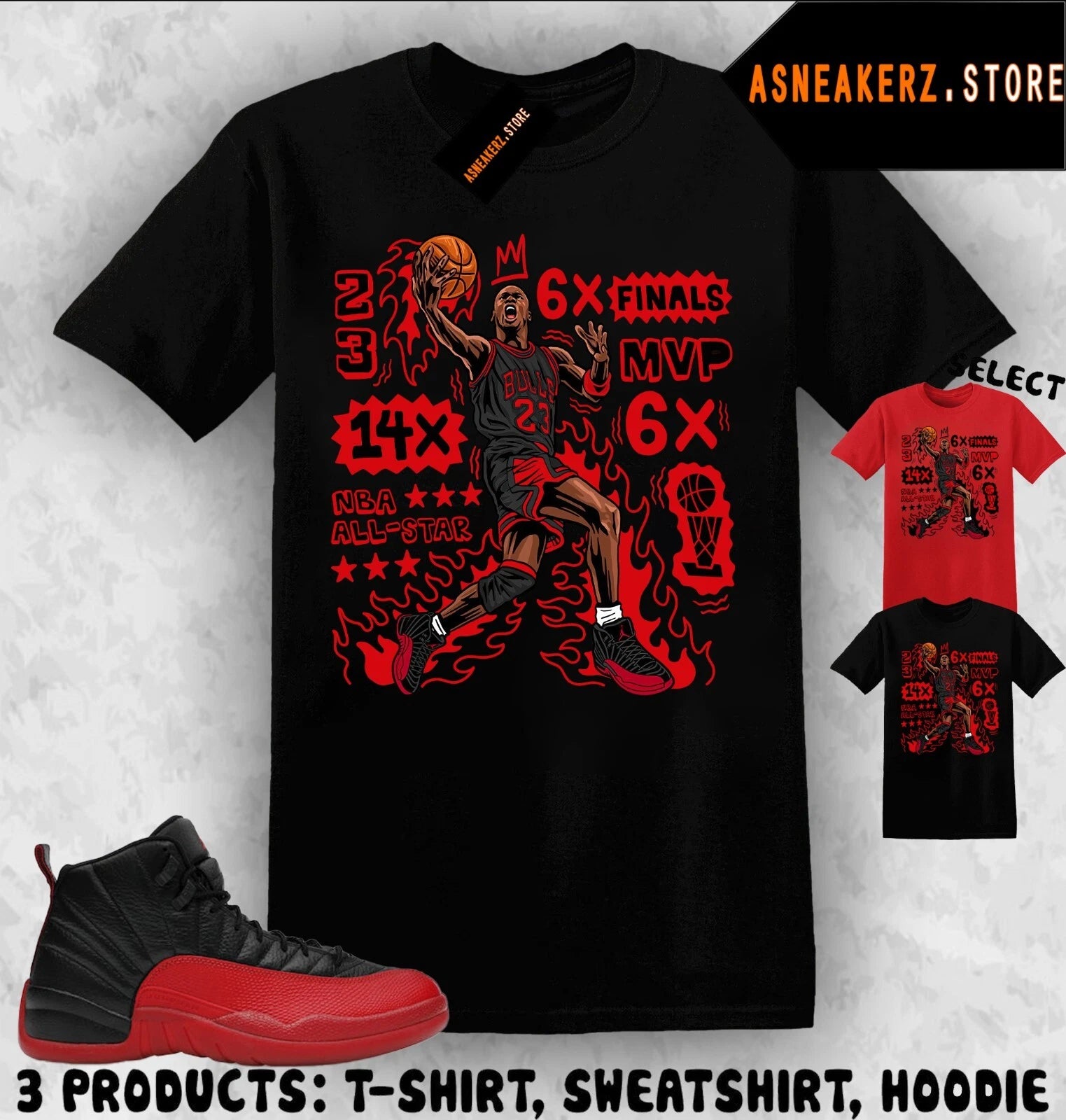 Tee Shirt Matching AJ 12 Flu Game 2025 To Match Sneaker MJ Flair 23 T-Shirt