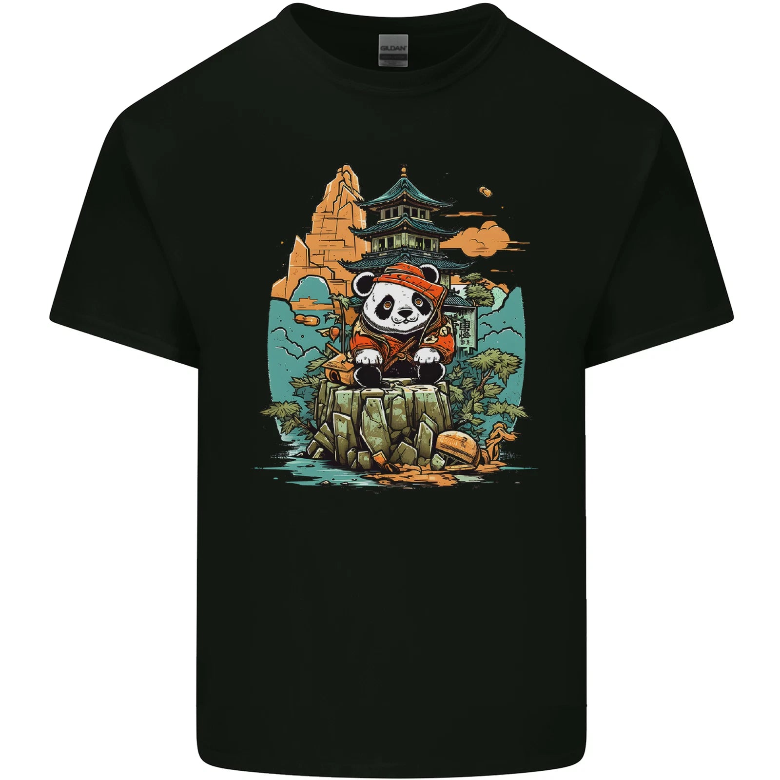 A Cute Panda Bear Mens Cotton T-Shirt Tee Top
