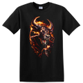Fiery Bull Head Graphic T Shirt Creative Animal Art Tee Unique Design