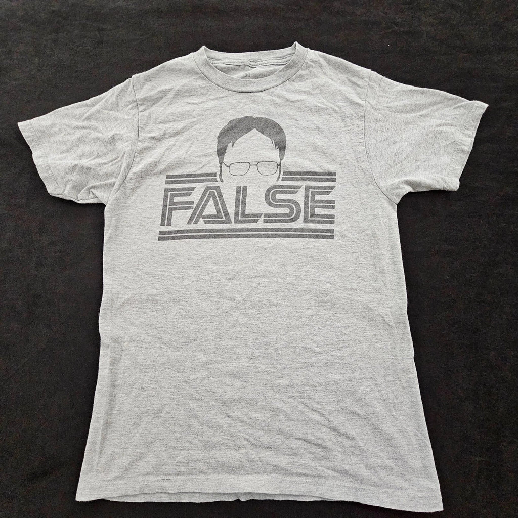 False Dwight The Office Gray Short Sleeve Cotton Blend T-Shirt Men's S