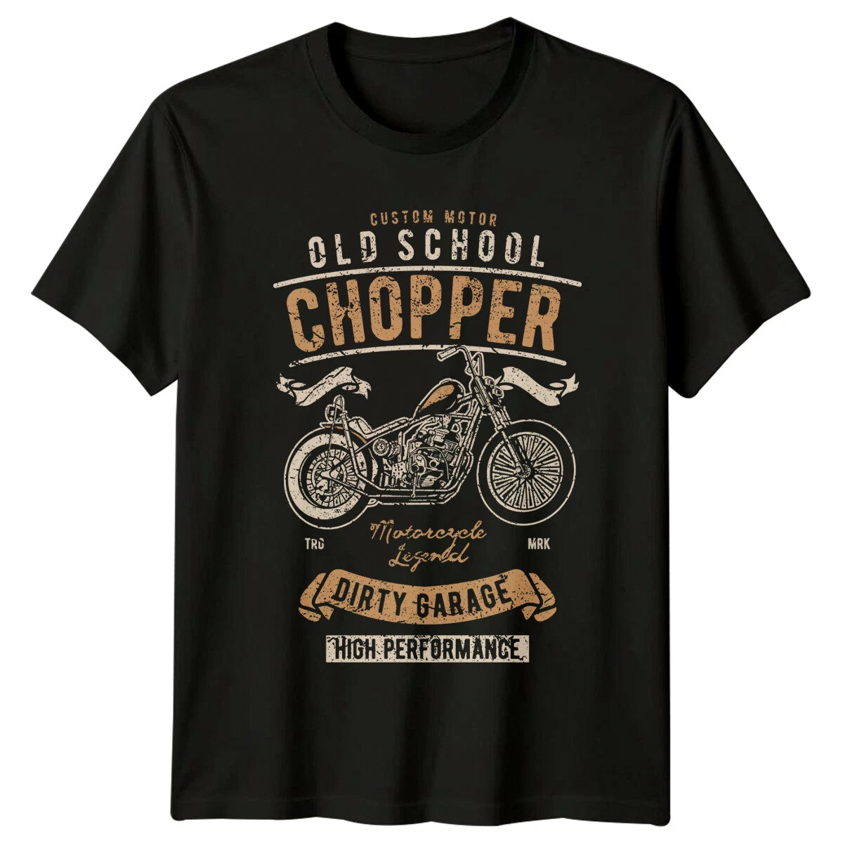 Old School Chopper Motorcycle Dirty Garage Mens Tee Womens Top Graphic T-Shirt