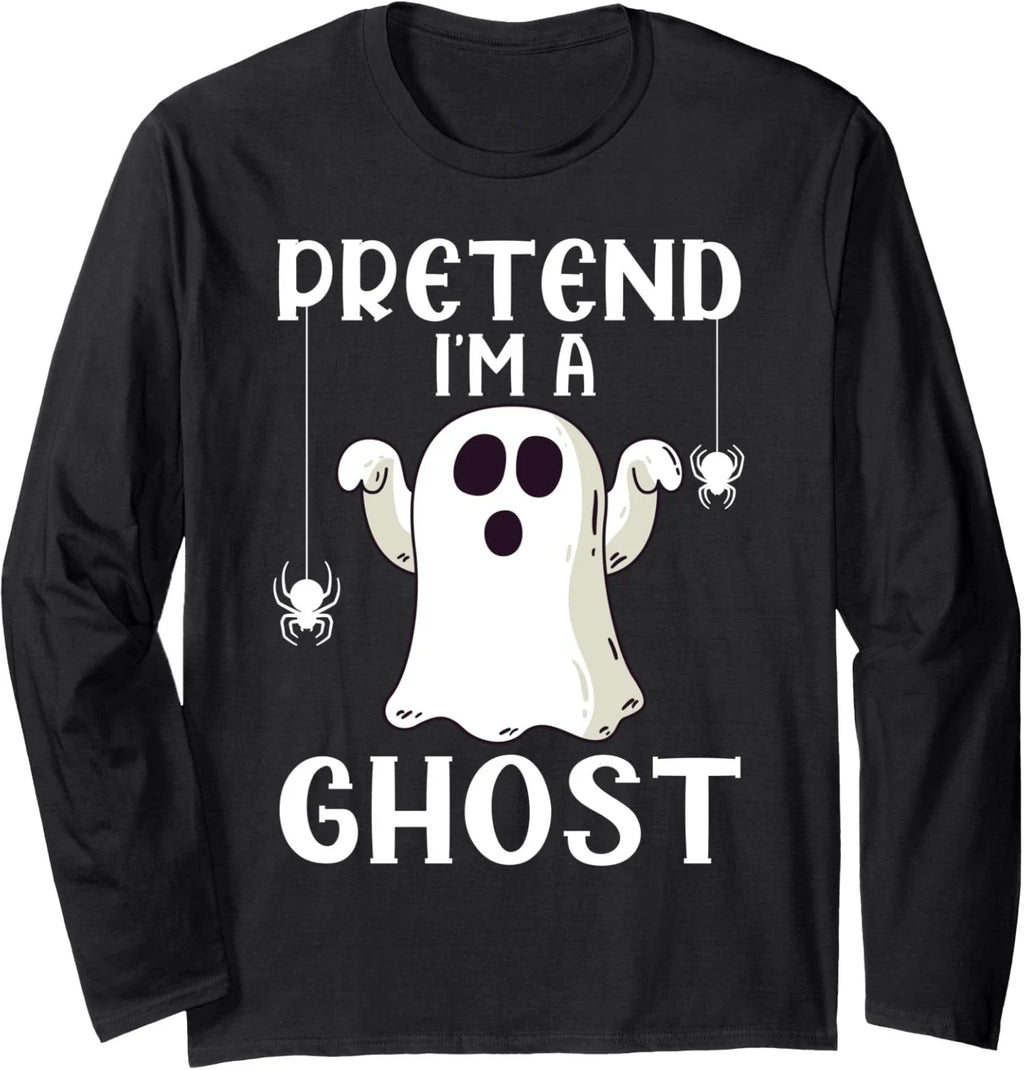 Funny Pretend I'm A Ghost Lazy Halloween Costume Long Sleeve T-Shirt