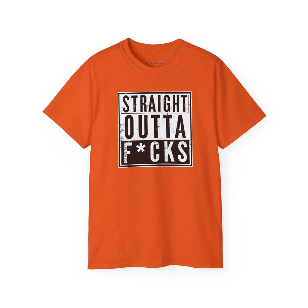 Straight Outta F*cks Graphic Tee, Funny Quote Meme Shirt, Unisex Cotton T-Shirt,