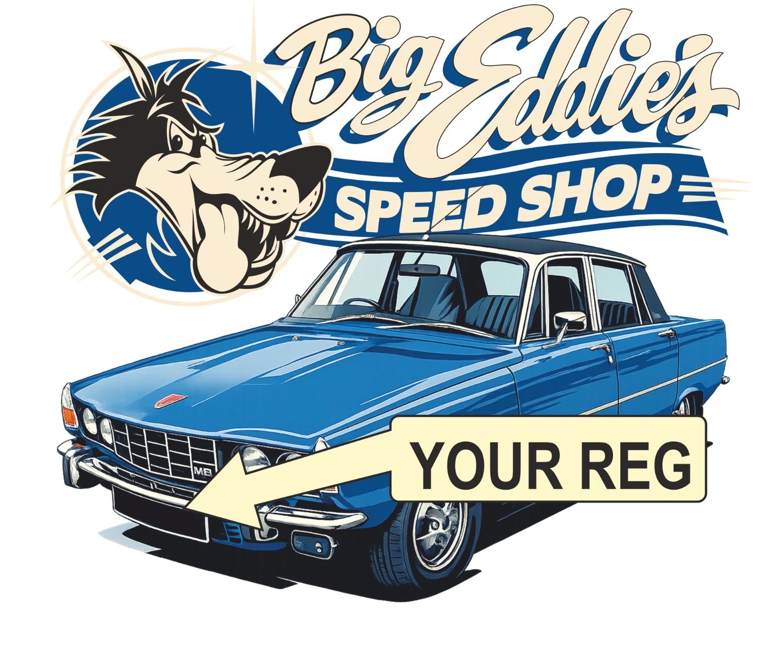 Rover P6 3500 classic Car Retro Design  Big Eddie’s Speed Shop T Shirt