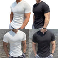 For Spring Season Men V-Neck T-shirt Short Sleeve Style Breathable Material