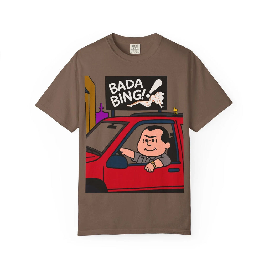 Bada Bing Graphic T-Shirt, Peanuts Sopranos parody