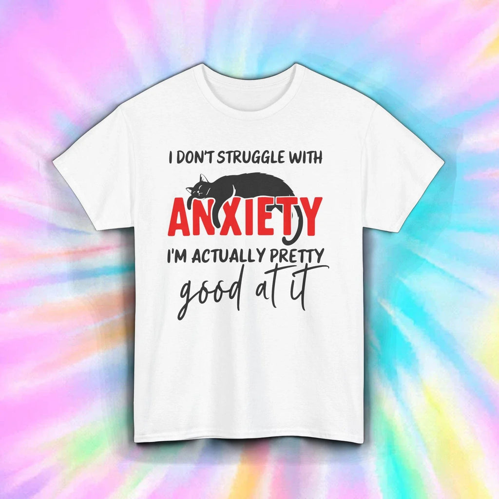 Anxiety Shirt Funny Cat Quote Mental Health Humor Relatable Graphic Tee S-5XL