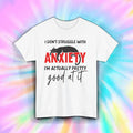 Anxiety Shirt Funny Cat Quote Mental Health Humor Relatable Graphic Tee S-5XL