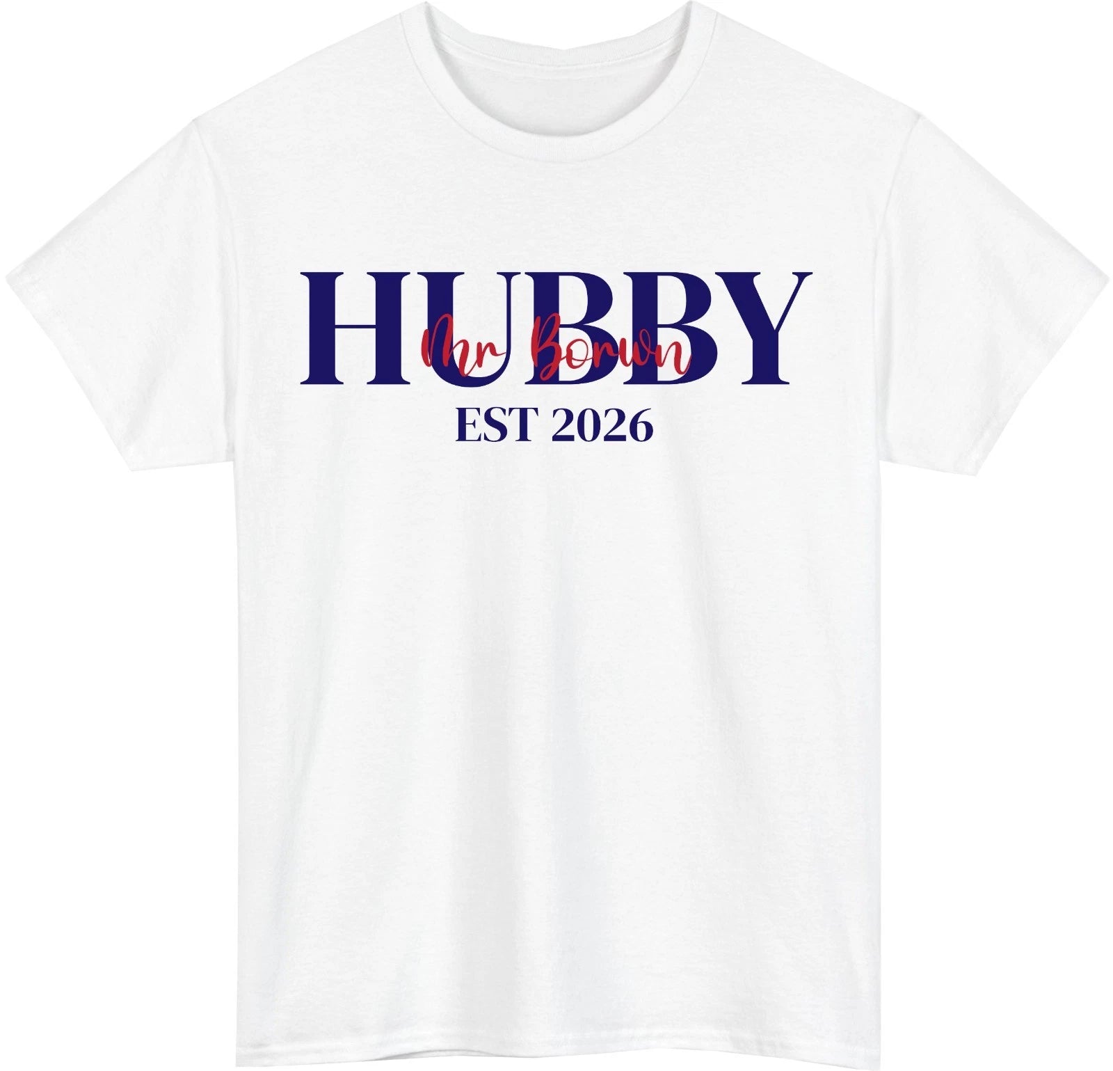 Personalised Hubby Wifey T-Shirt - Custom Mr & Mrs Name And Date Matching Couple