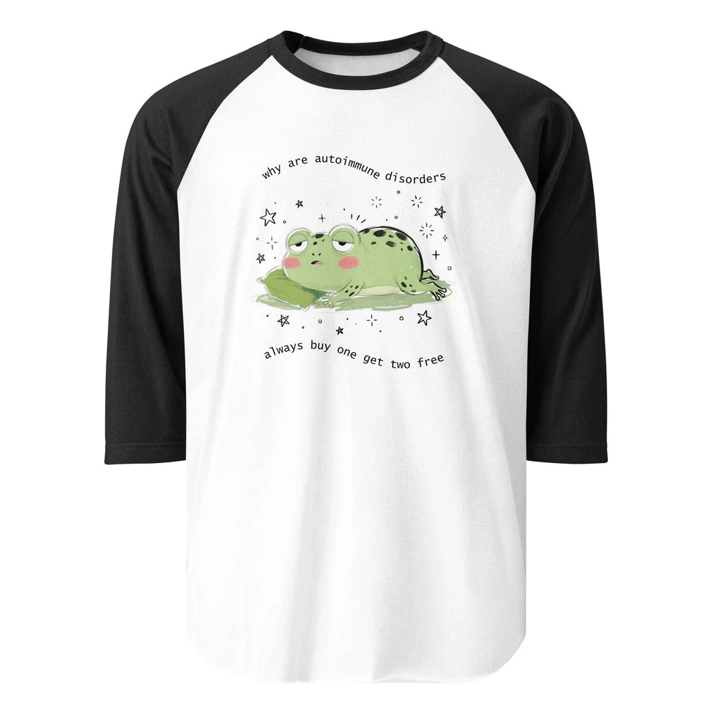 Autoimmune Humor Frog Raglan 3/4 Sleeve Spoonie Tee