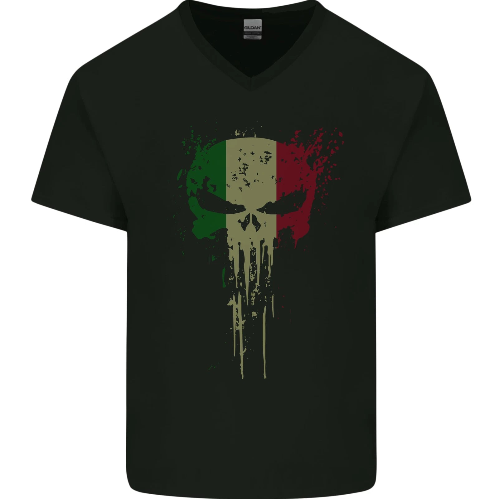 Italy Skull Gym Training Bodybuilding Mens V-Neck Cotton T-Shirt
