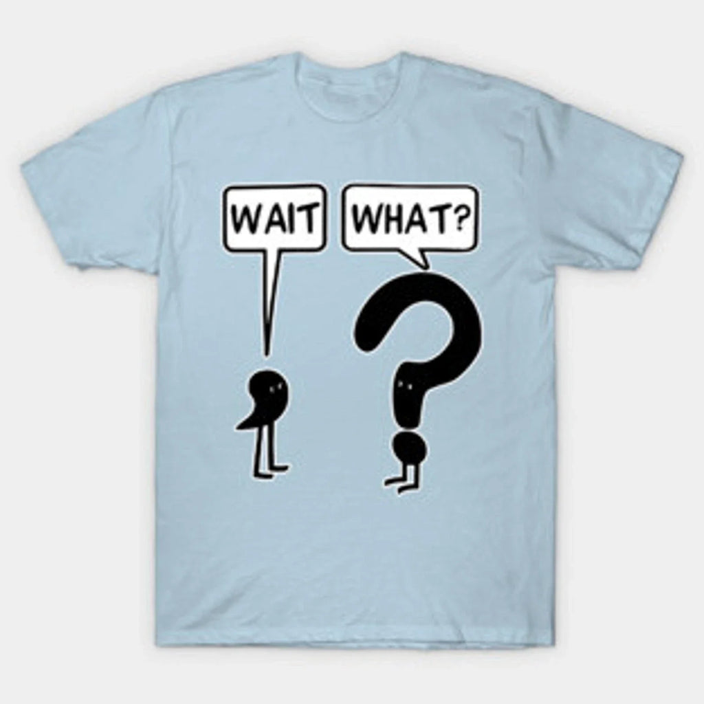 Wait What Confused Meme Funny T-Shirt Mens Graphic Tee Humor Gift